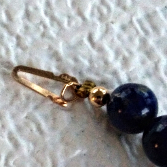 VINTAGE ESTATE 14K Gold High Quality Lapis Lazuli Choker Necklace - Picture 10 of 14